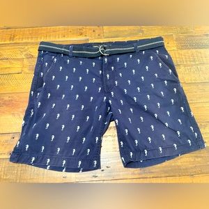 Navy Seahorse Shorts With Belt Waist 36 Brand: Sunday Work Clothes